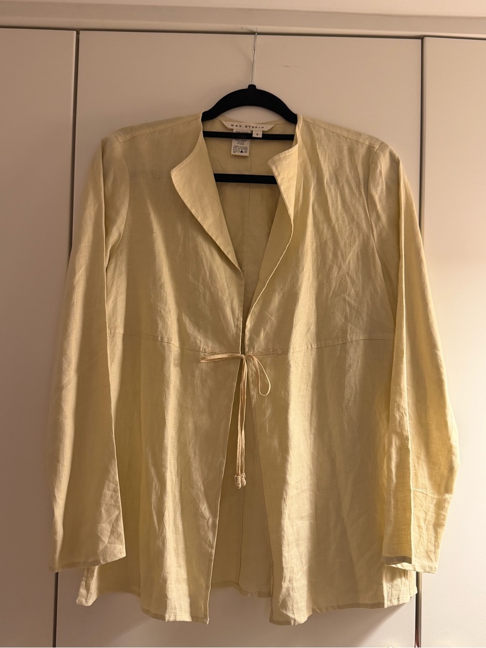 Max Studio Pale Cream Linen Open-Front Jacket